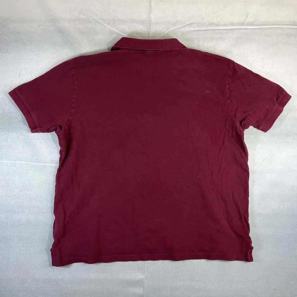 Polo Ralph Lauren Polo Shirt Mens 2XLB Maroon Regular Fit Navy Pony Short Sleeve